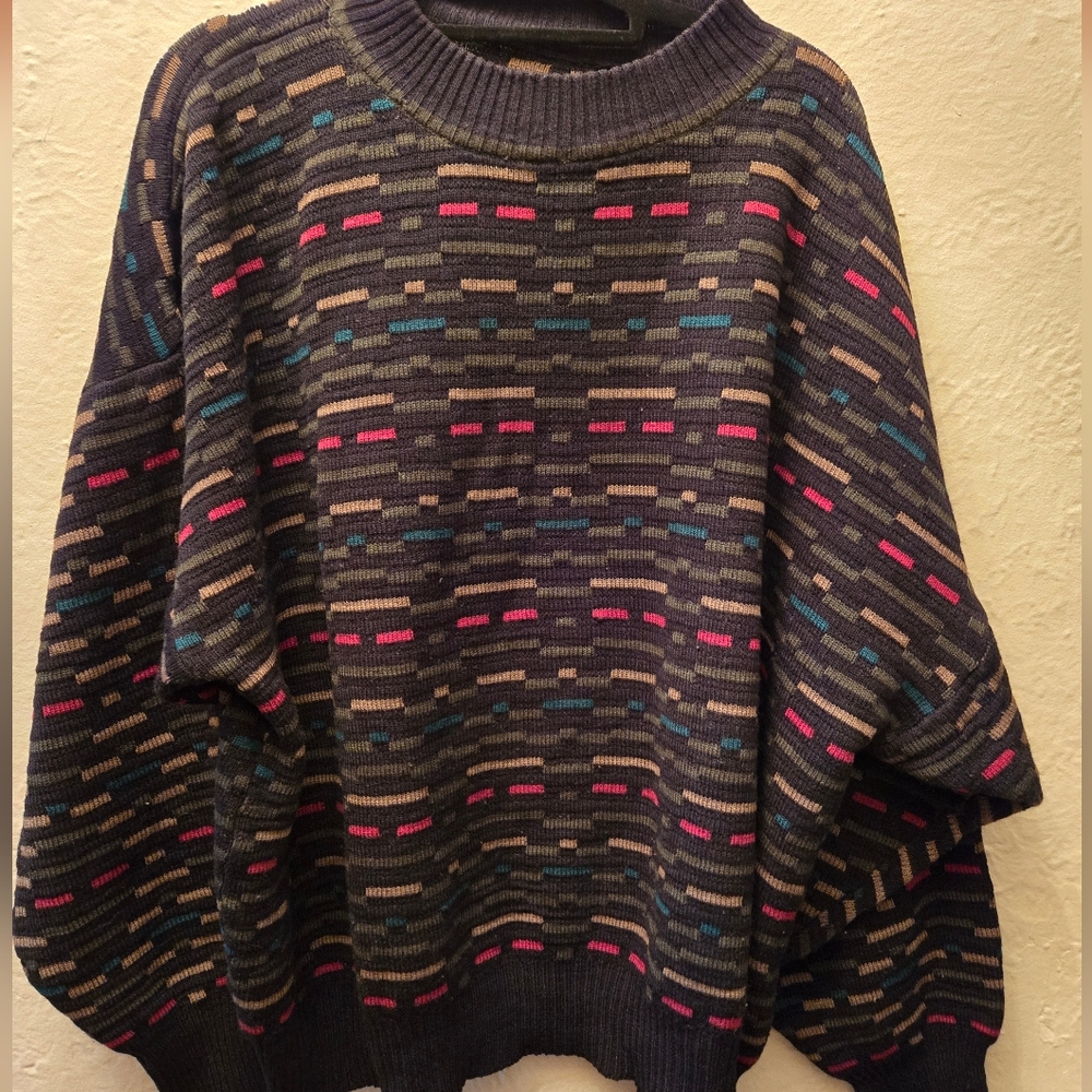 90s Coogi-Inspired Oversized Knit Sweater | Abstract Pattern | Slouchy XL Fit